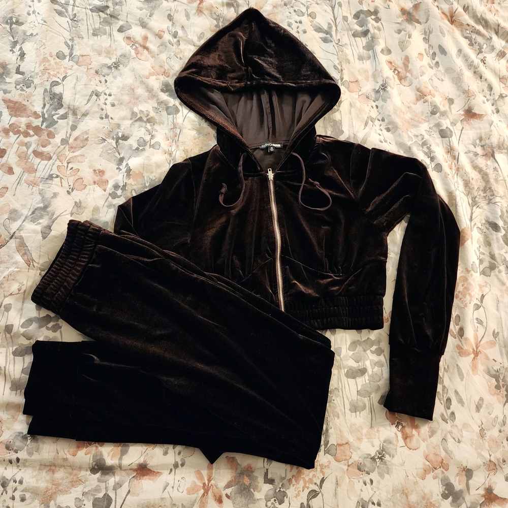 Fashion Nova Chocolate Velour Jogger Set